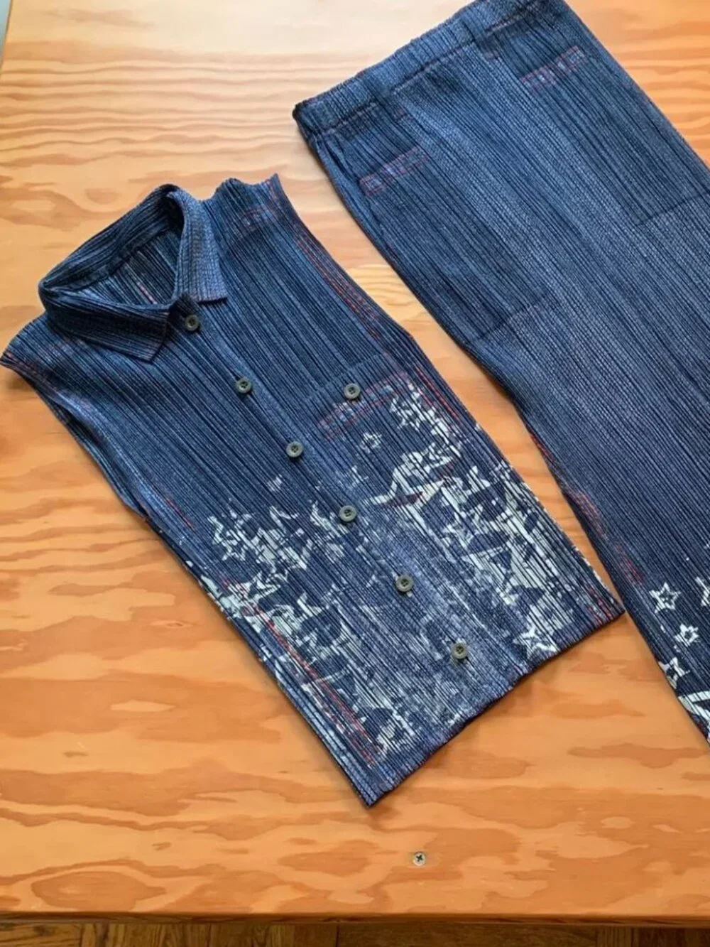 Issey Miyake Pleats Please Denim Star Set Dark Navy JP4